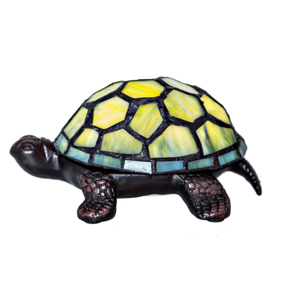 River of Goods 2.5 in. Green Stained Glass Turtle Accent Lamp-12809S ...