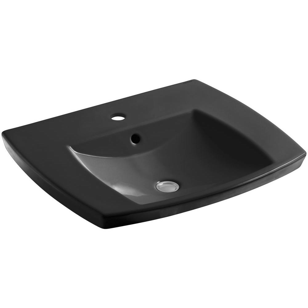 KOHLER Kelston DropIn Vitreous China Bathroom Sink in Black Black with