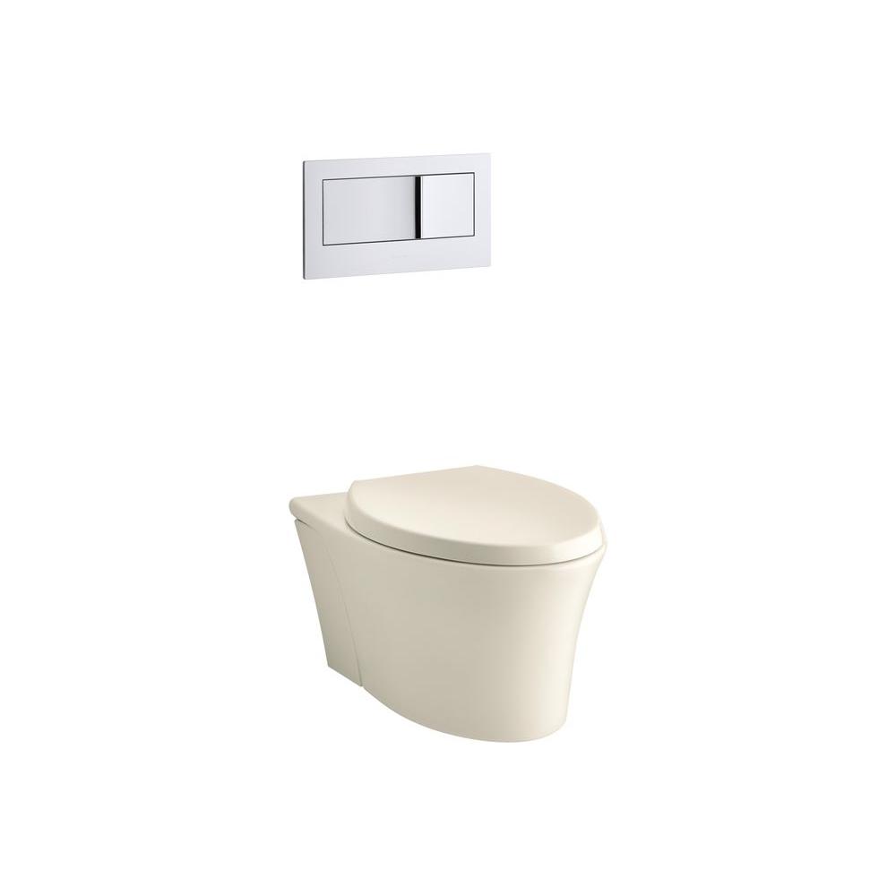 Kohler Veil 1 Piece 0 8 1 6 Gpf Dual Flush Elongated Toilet In Almond Seat Included K 6299 47 The Home Depot