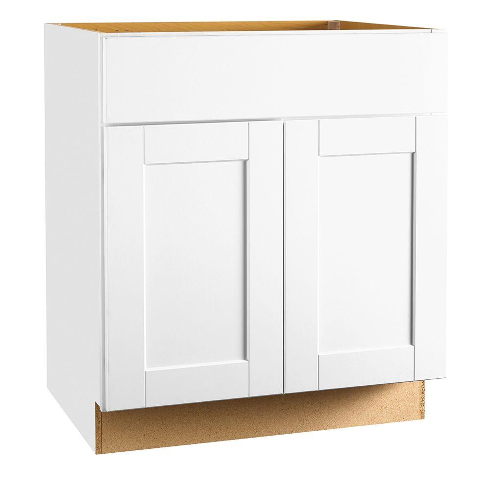 Hampton Bay Shaker Assembled 30x34.5x24 in. Sink Base Kitchen Cabinet ...