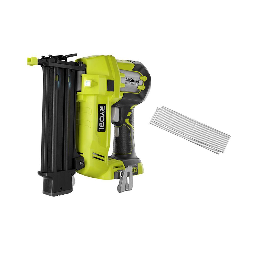 Ryobi 18 Volt One Cordless Airstrike 18 Gauge Brad Nailer Tool Only With Sample Nails