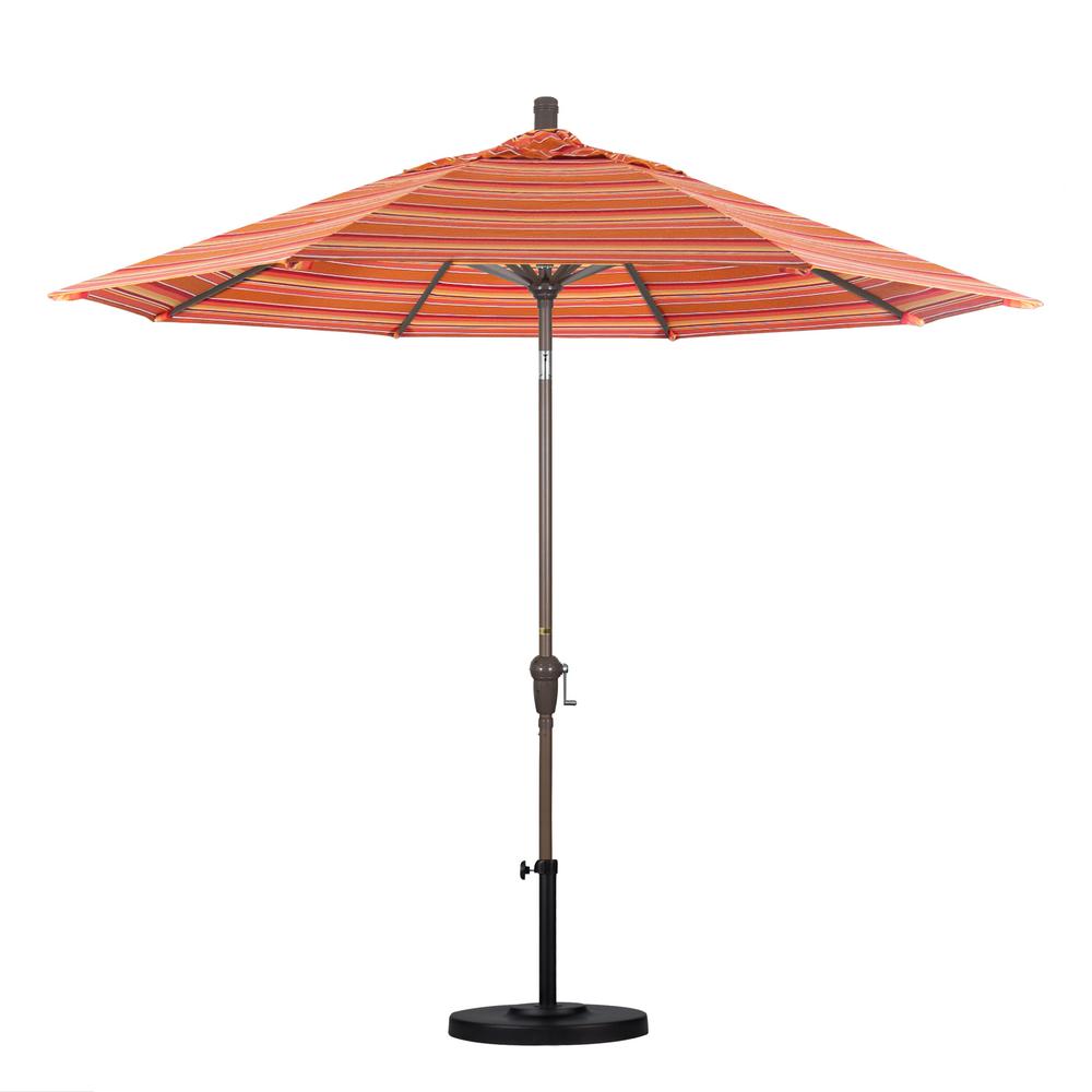 California Umbrella 9 Ft Outdoor Market Patio Umbrella Champagne Aluminum Pole Aluminum Ribs Auto Tilt Crank Lift In Sunbrella Sdau908900 56000 The Home Depot
