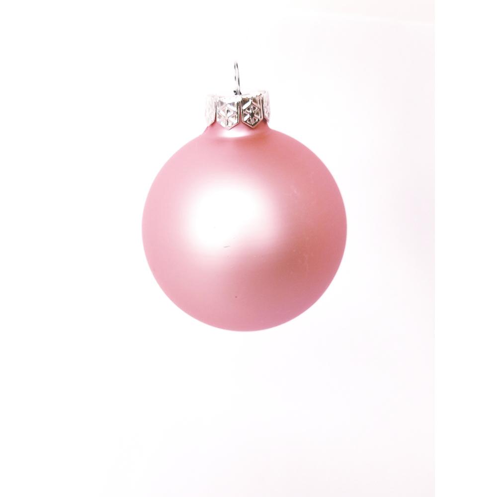 Whitehurst 3 25 in Baby Pink Matte Glass Christmas Ornaments 8 Pack 
