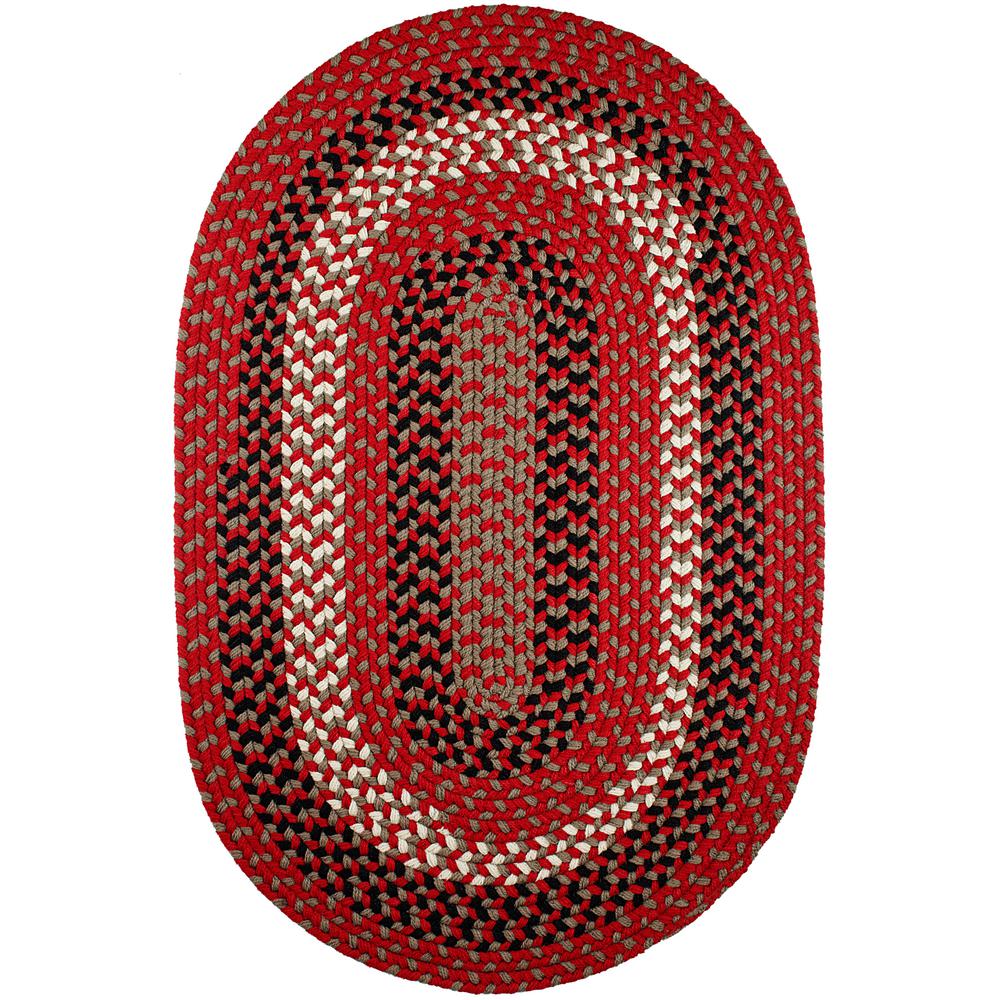 Rhody Rug Milan Red Brick 5 ft. x 8 ft. Oval Indoor/Outdoor Braided