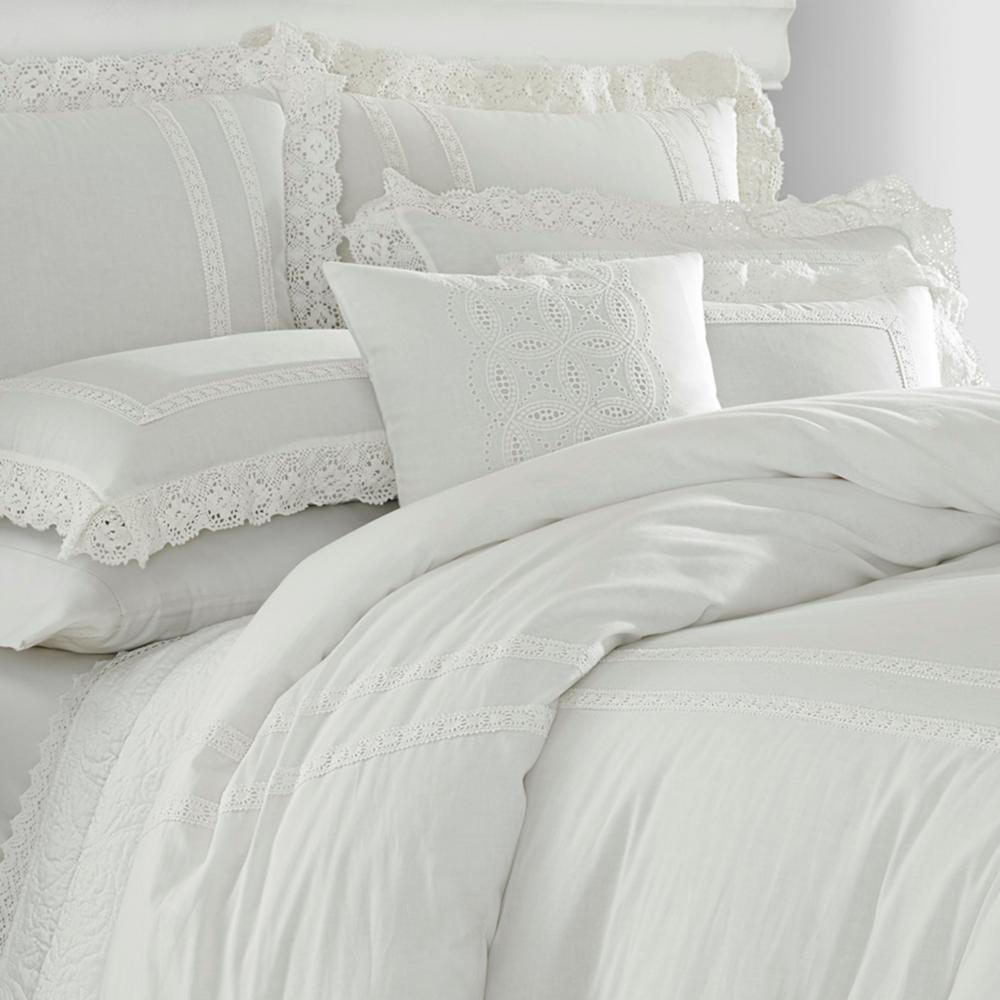 Laura Ashley Annabella 3 Piece White Full Queen Duvet Cover Set