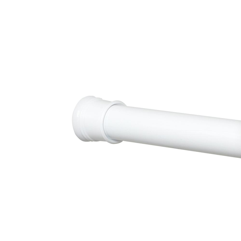 Zenna Home Neverrust 52 In 86 Aluminum Adjule Tension No Aluminum Adjule Tension No Tools Shower Rod In White