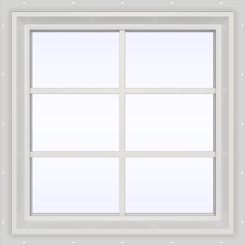 Jeld Wen 23 5 In X 29 V 2500 Series White Vinyl Fixed Picture Window With Colonial Grids Grilles
