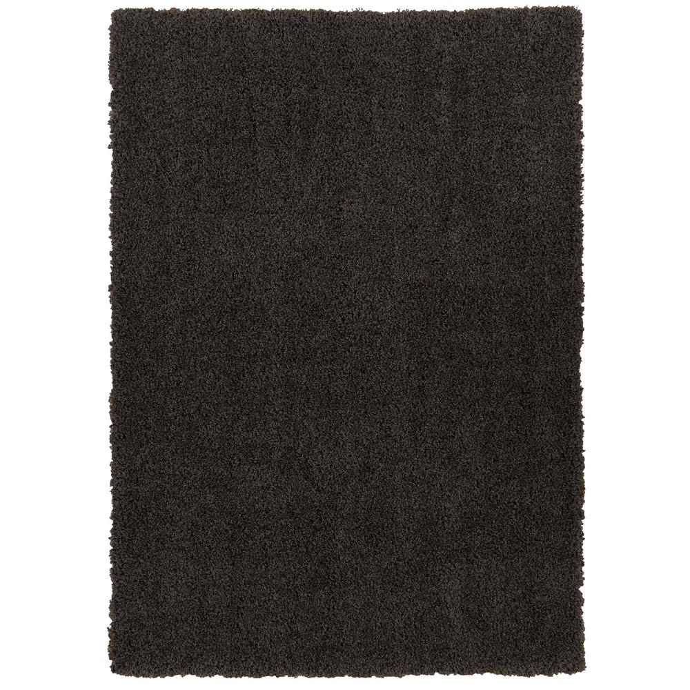 Berrnour Home Plush Solid Shaggy Dark Grey 5 ft. x 7 ft. Shag Area Rug