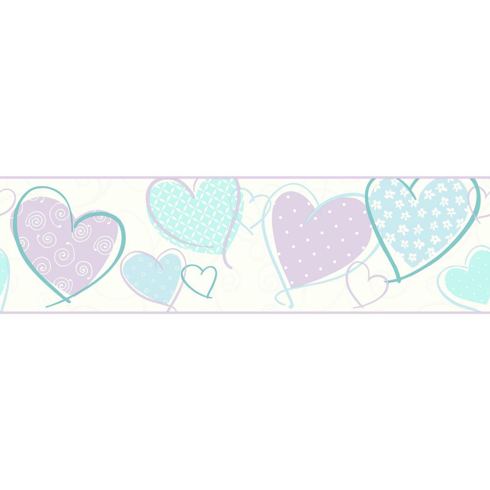 York Wallcoverings Heart Removable Wallpaper Border white, blue ...