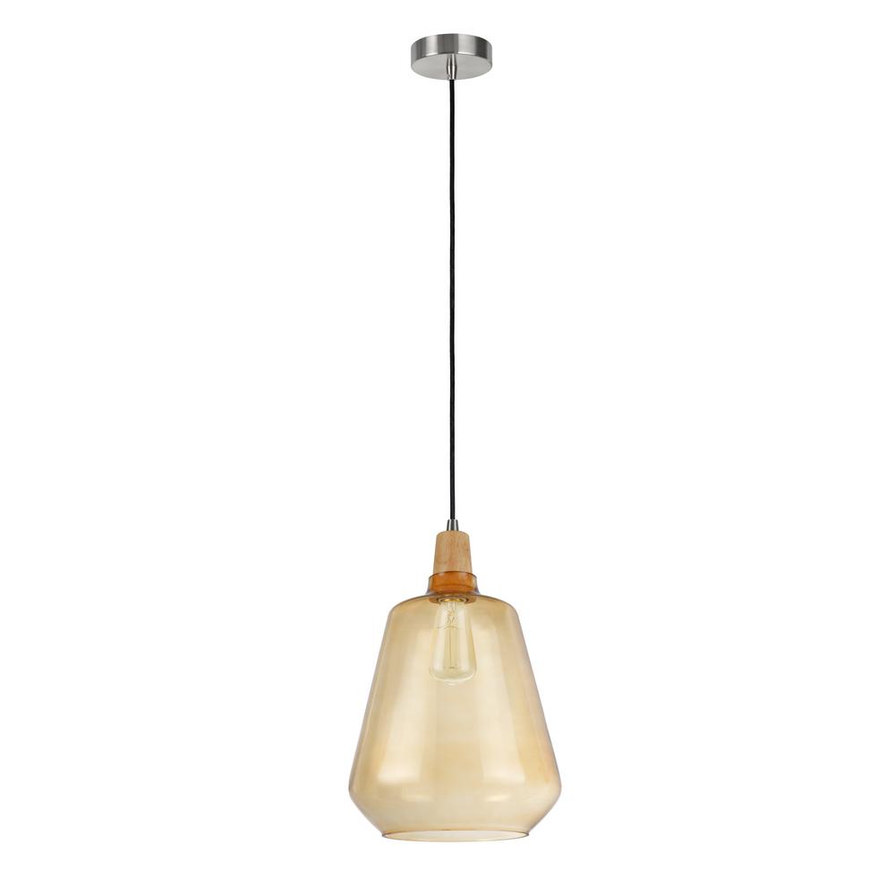 Titan Lighting Tidewaters 1 Light Satin Nickel And Amber