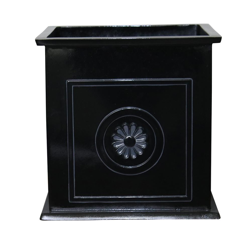 Southern Patio Colony 16 in. Dia Black Resin Composite Square PlanterCMX042426 The Home Depot
