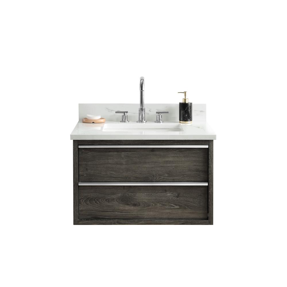 Hudson 30 in. W x 22 in. D Floating Bath Vanity in Charcoal Gray with