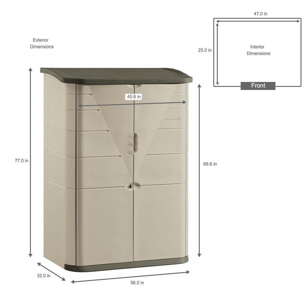 Rubbermaid 4 Ft 7 In X 2 Ft 7 In Large Vertical Resin Storage Shed Fg374601olvss The Home Depot