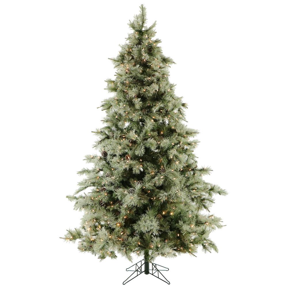 Christmas Tree Green Hoarfrost Sideband Led Light Pine Needle Dusting With Wood 