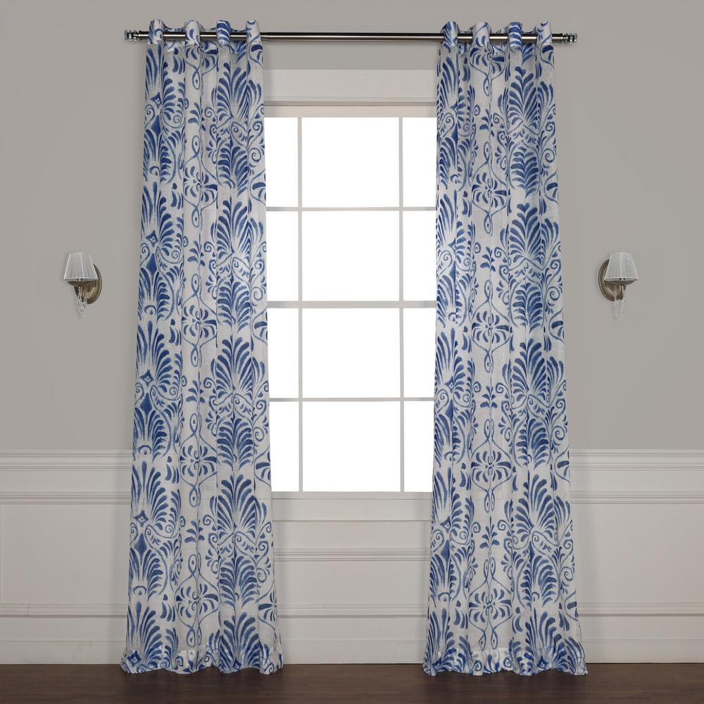 Exclusive Fabrics Furnishings Xenia Blue Grommet Printed Sheer