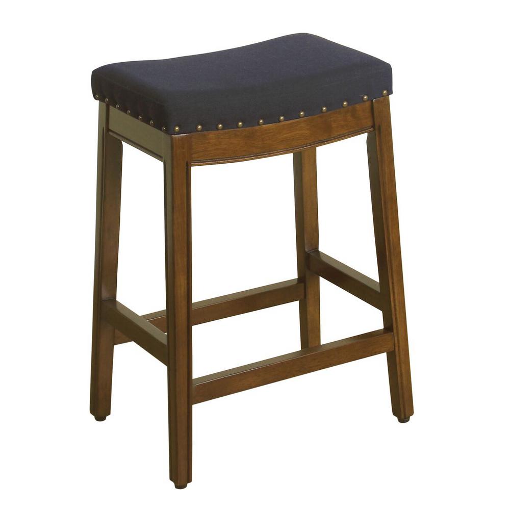 Homepop Blake Backless 24 In Blue Bar Stool K7446 F2176 The Home Blake Backless 24 In Blue Bar Stool