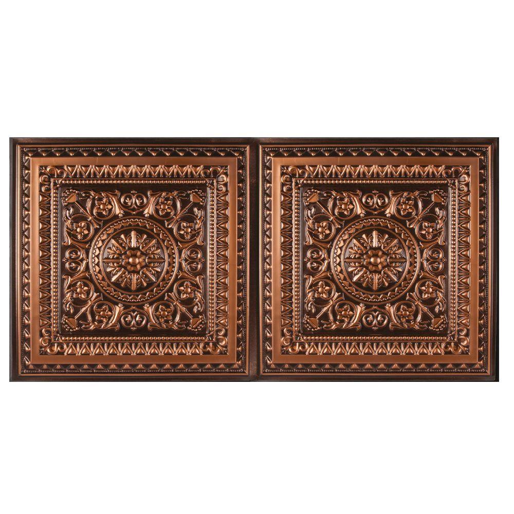 Marseille 2 Ft X 4 Ft Lay In Or Glue Up Border Ceiling Tile In Antique Copper 80 Sq Ft Case