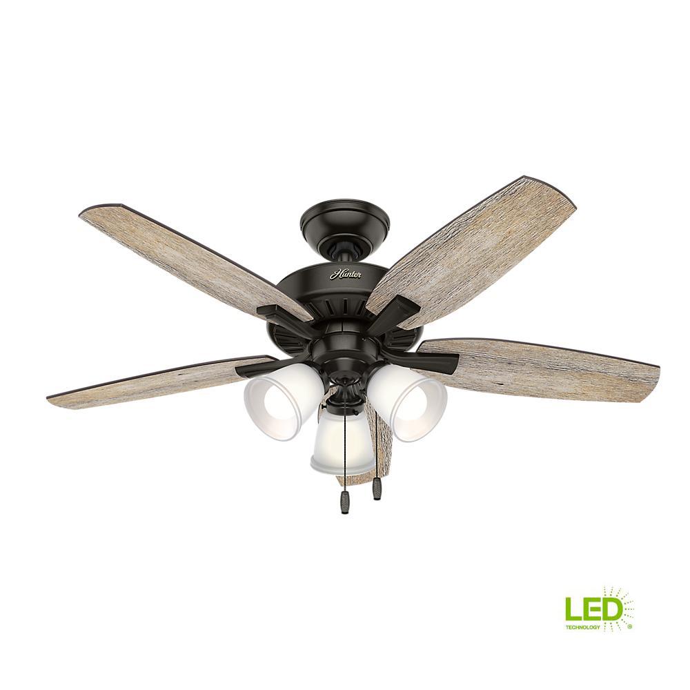 Hunter Bronze Ceiling Fan 5 Blade Led Lighted 48 In Cottage Rustic