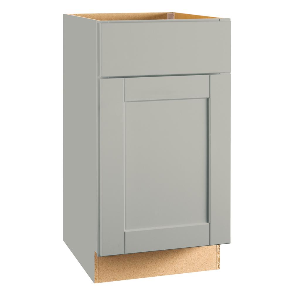 Hampton Bay Shaker Assembled 18x34.5x24 in. Base Kitchen Cabinet with Ball-Bearing Drawer Glides in Dove Gray