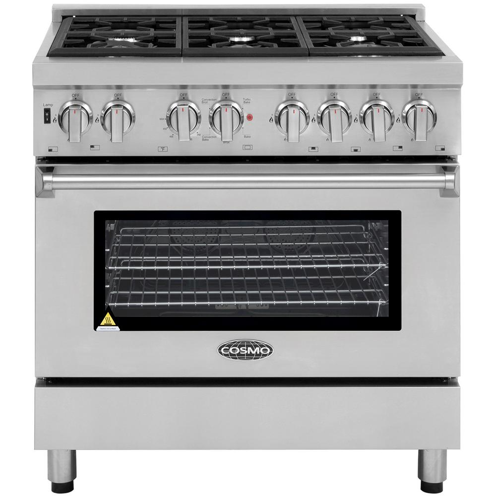 Cosmo Commercial Style 36 In 4 5 Cu Ft Single Oven Dual Fuel Cosmo Commercial Style 36 In 4 5 Cu Ft Single Oven Dual Fuel