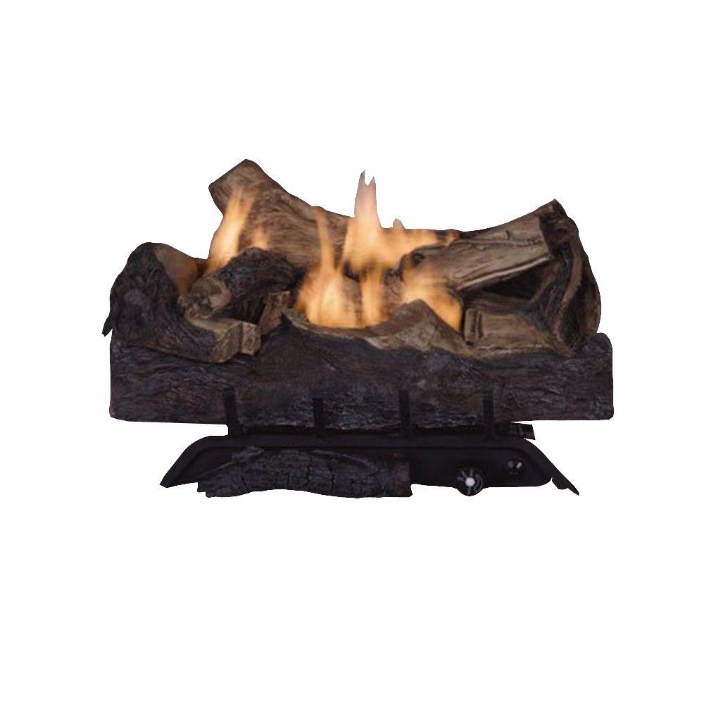 Emberglow - Melbourne Oak 24 in. Vent-Free Propane Gas Fireplace Logs - This unit has a dual fuel burner to allow for operation with either natural gas or liquid propane. 100 percent of the heat comes into your home. - THD SKU# 589835
