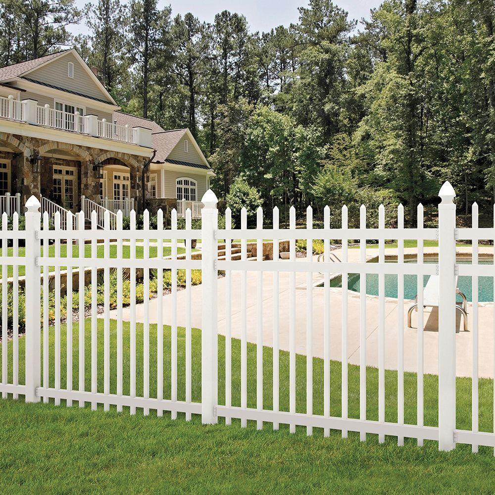 Veranda Manchester 6 Ft H X 6 Ft W White Vinyl Spaced Picket Fence Panel Unassembled 128008 The Home Depot