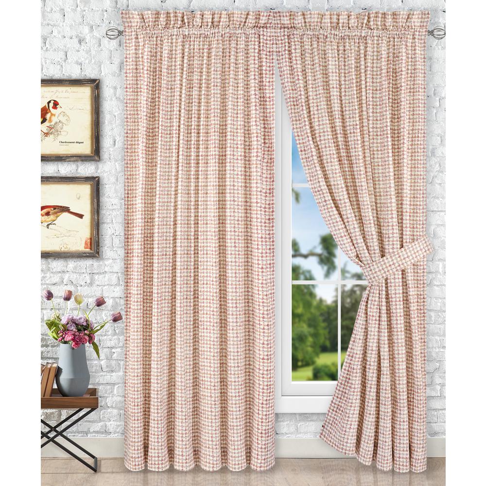 Davins Clay Cotton Twill Tailored Pair Curtains with Ties 90 in. W x