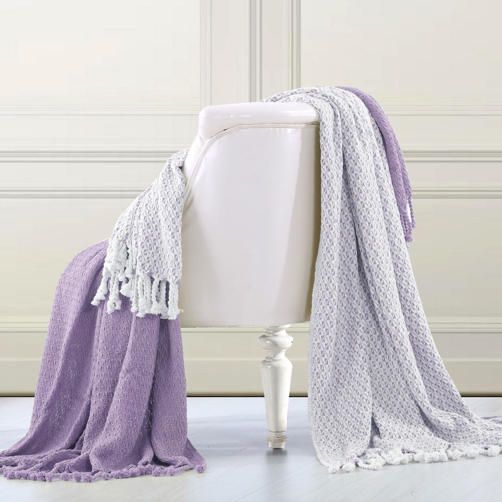 MODERN THREADS Lavender Cotton Mosaic Throw Blanket 2 Pack 5CTNTRWO LVR ST The Home Depot