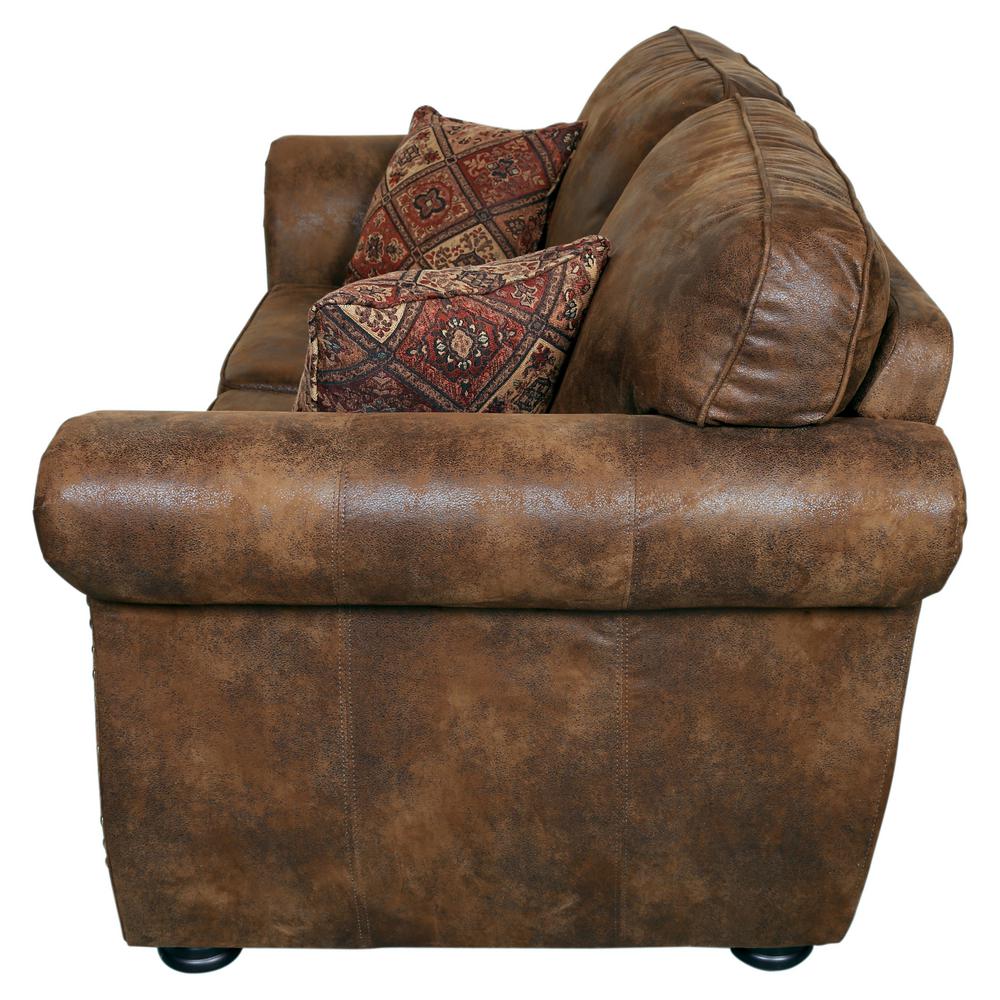 Elk River Brown Transitional Leather Look With Nailhead Loveseat
