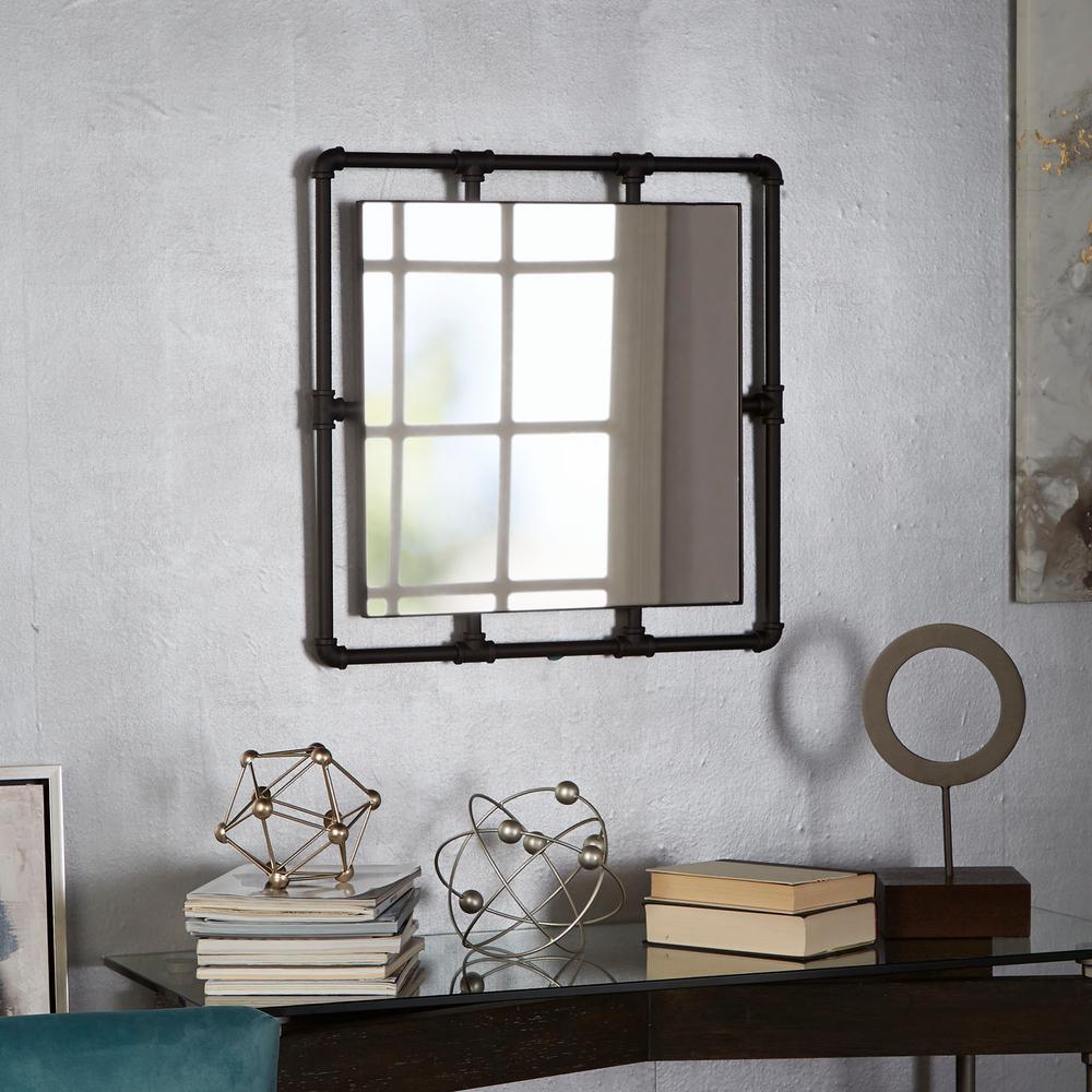 Hamilton Square Black Pipe Fitting Mirror