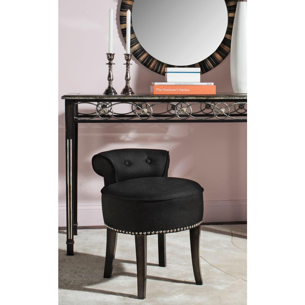 Safavieh Georgia Black Linen Vanity Stool Mcr4546j The Home Depot