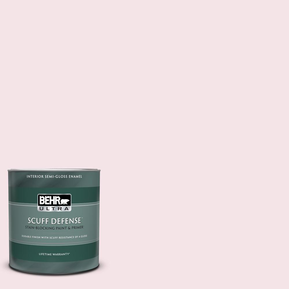 Behr Ultra 1 Qt 100a 1 Barely Pink Extra Durable Semi Gloss Enamel Interior Paint Primer 375004 The Home Depot