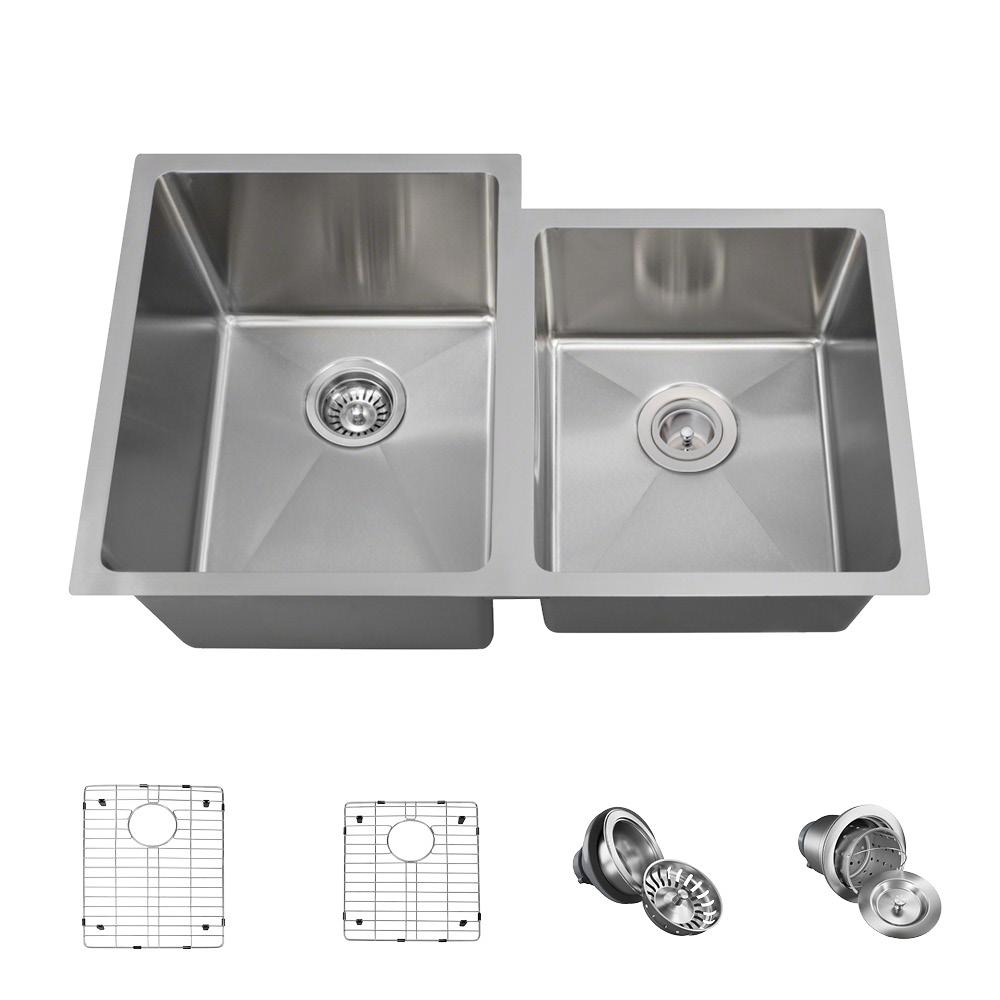 Mr Direct All In One Undermount Stainless Steel 31 1 4 Left All In One Undermount Stainless Steel 31 1 4 Left Double Bowl Kitchen Sink