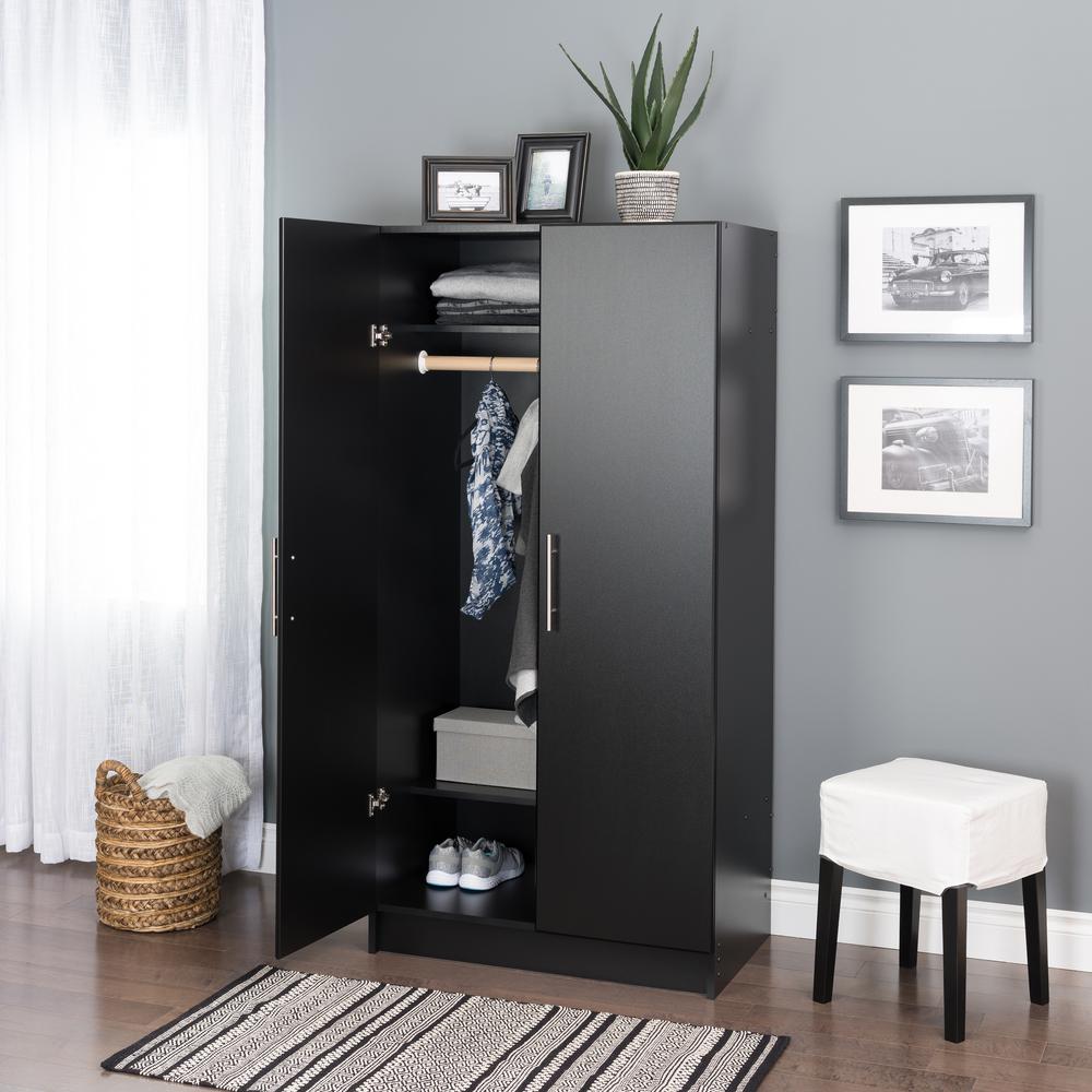 Prepac Elite Black 32 In Wardrobe Cabinet Bew 3264 The Home Depot