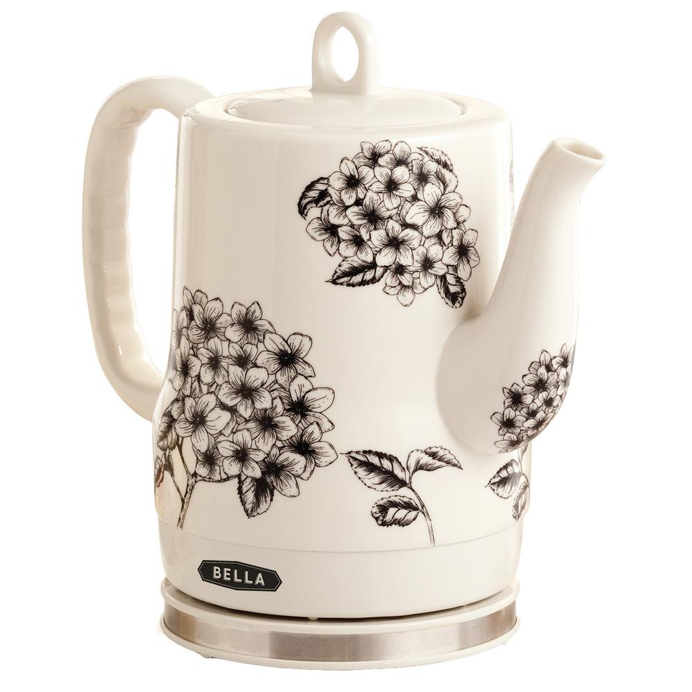 UPC 829486136221 product image for Bella Ceramic Electric Kettle Floral, White/Black | upcitemdb.com