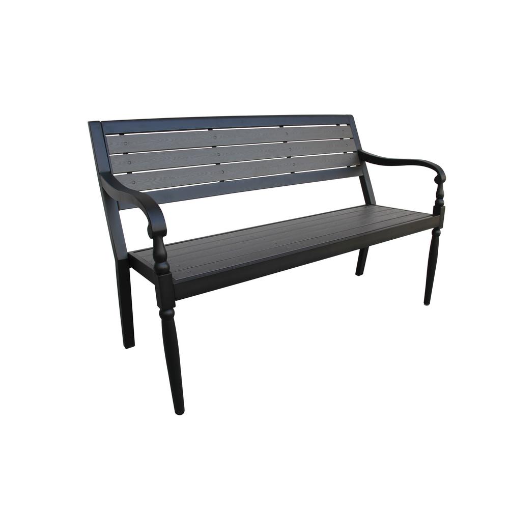 Everwood Savannah 3Seat Gray Metal Outdoor BenchSRK620PBDHD The