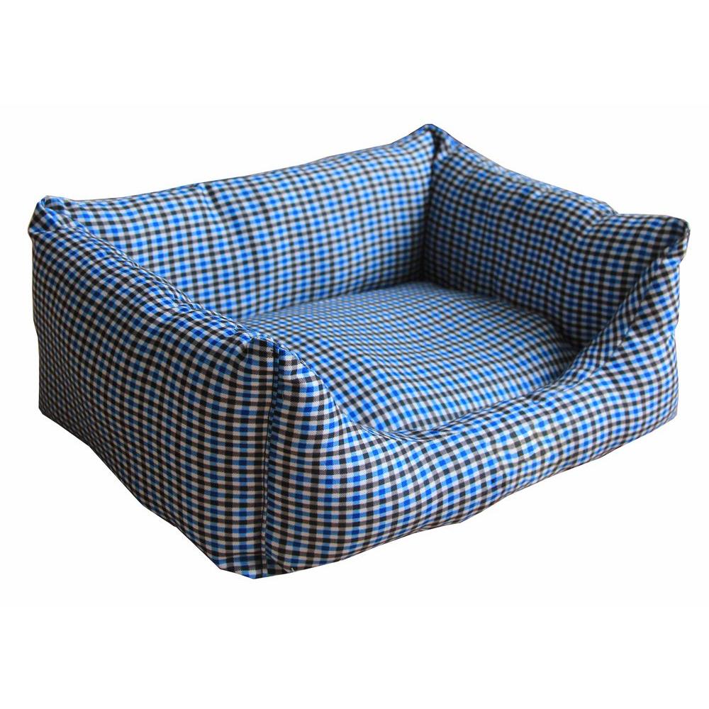 Pet Life Medium To Large Dog Beds Pillows Furniture Rectangular Large Blue Plaid Bed