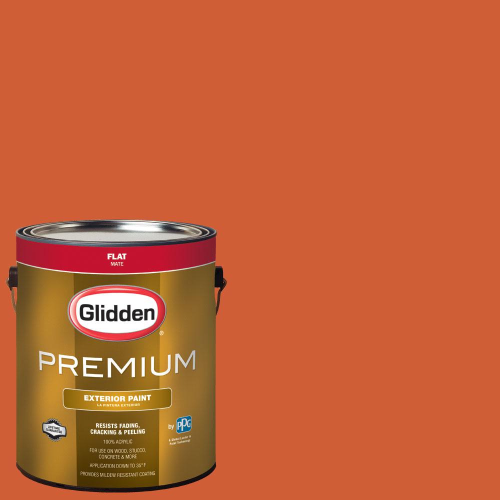 Glidden Premium 1 gal. NHL012J Edmonton Oilers Orange Flat Exterior