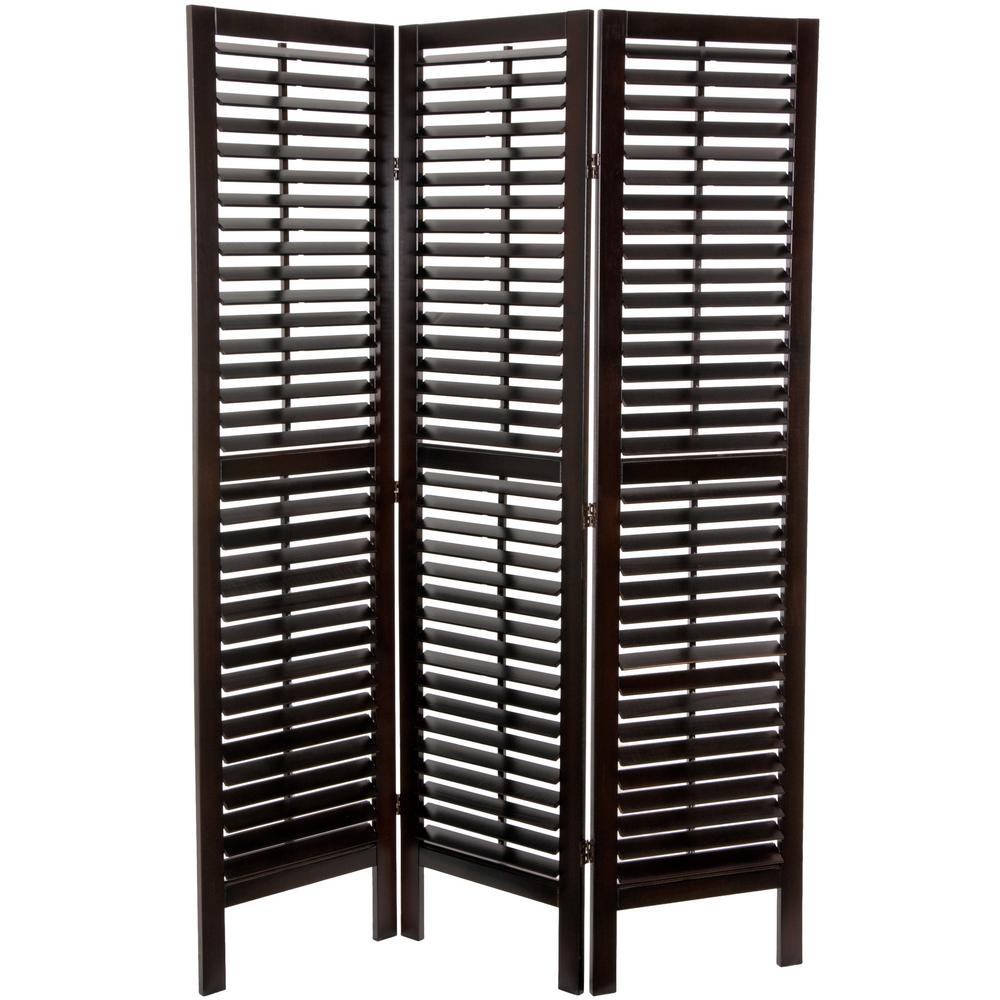 6 Ft Brown 3 Panel Shutter Room Divider Ssfwsc18 3p Wal The Home Brown 3 Panel Shutter Room Divider