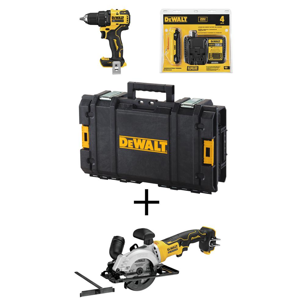 DEWALT ATOMIC 20-Volt MAX Brushless Cordless 1/2 in. Drill/Driver Kit w/ Tough System Toolbox w/ Bonus Bare 4-1/2 in. Circ Saw was $448.0 now $249.0 (44.0% off)