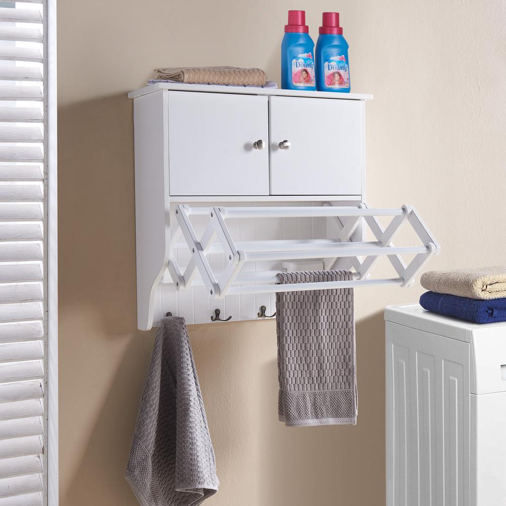 DANYA B Accordion White Extendable Drying Rack With Cabinet BQ1082 ...