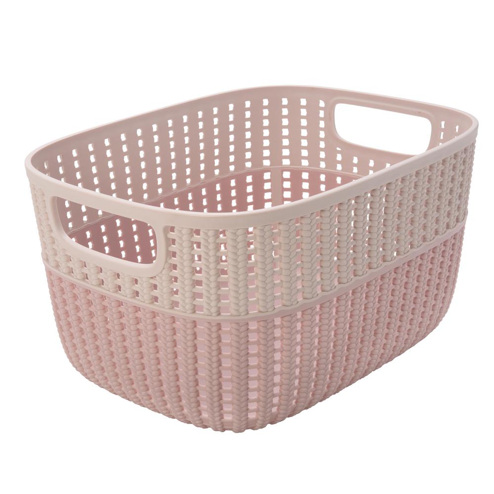 Simplify Sailor Knot 6 in. x 9 in. Medium Storage Basket in 2-Tone ...