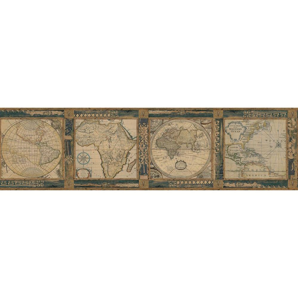 Chesapeake Oliver Blue Map Wallpaper Border Sample Man01831bsam Oliver Blue Map Wallpaper Border Sample