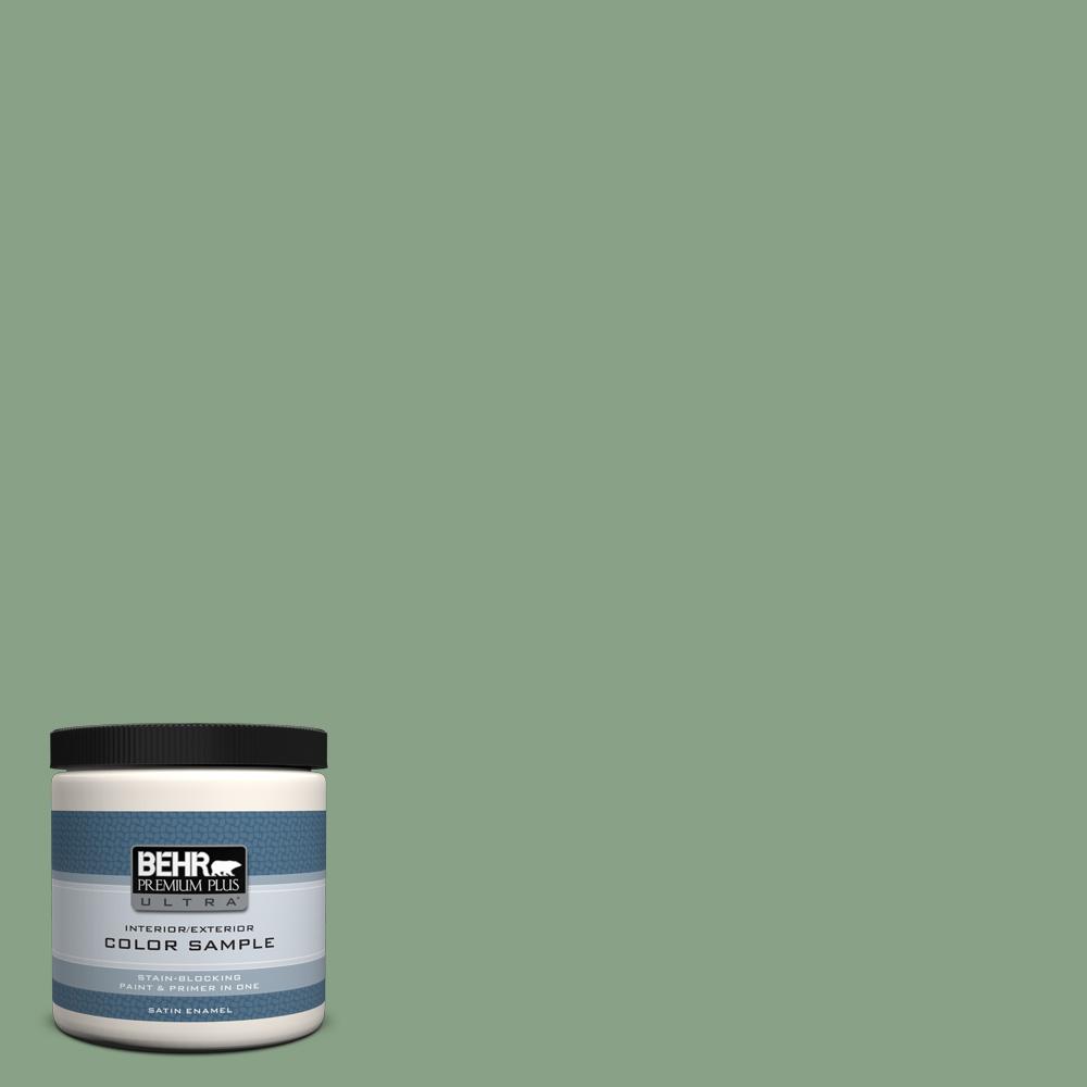 Behr Premium Plus Ultra 8 Oz S400 5 Gallery Green Satin Enamel Interior Exterior Paint And Primer In One Sample