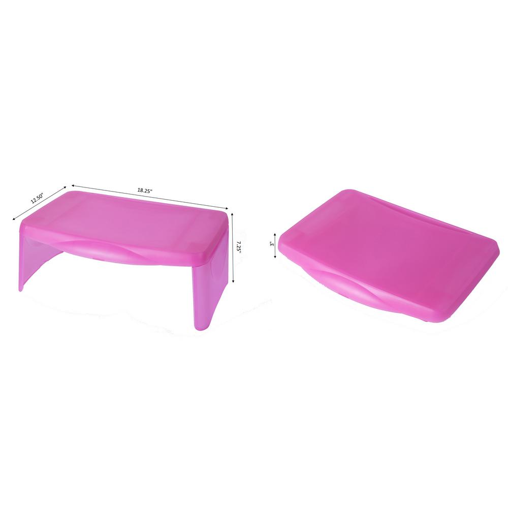 Basicwise Pink Kids Portable Translucent Plastic Lap Tray Qi003429