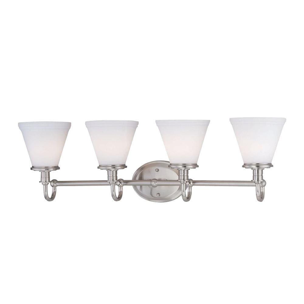 Illumine Designer Collection 4-Light Steel Bath Vanity Lamp with Frost ...