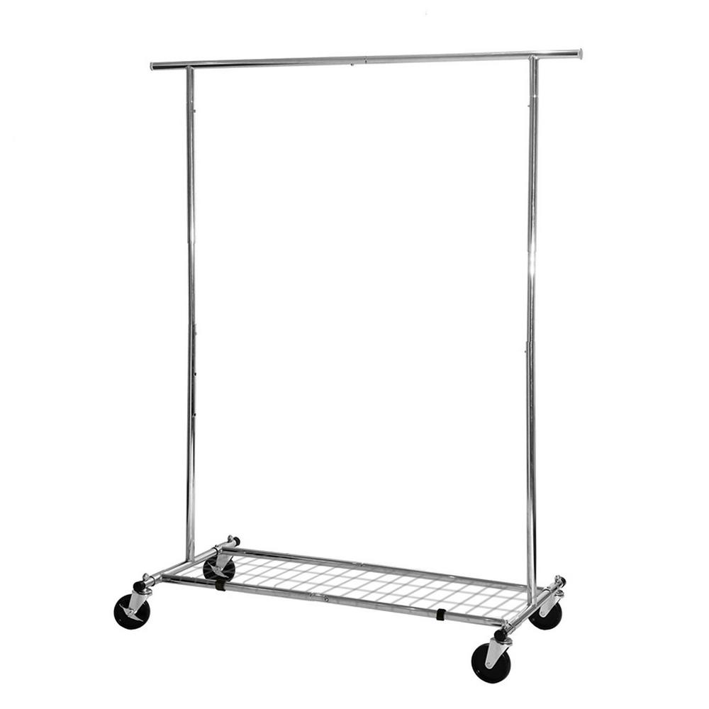 Portable Closets Closet Organizers The Home Depot Commercial Single Rod Expandable Garment Rack With Bottom Shelf