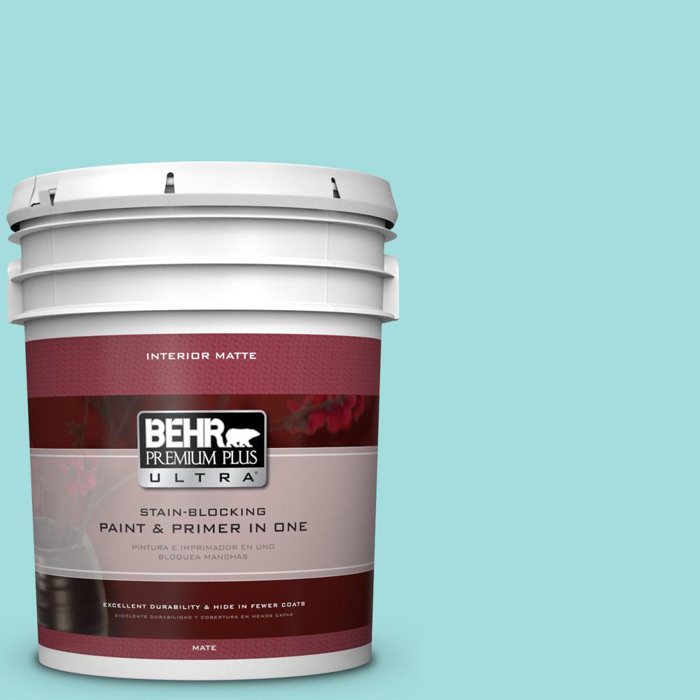 BEHR Premium Plus 5 gal. 500A3 Aqua Spray Eggshell Enamel Zero VOC