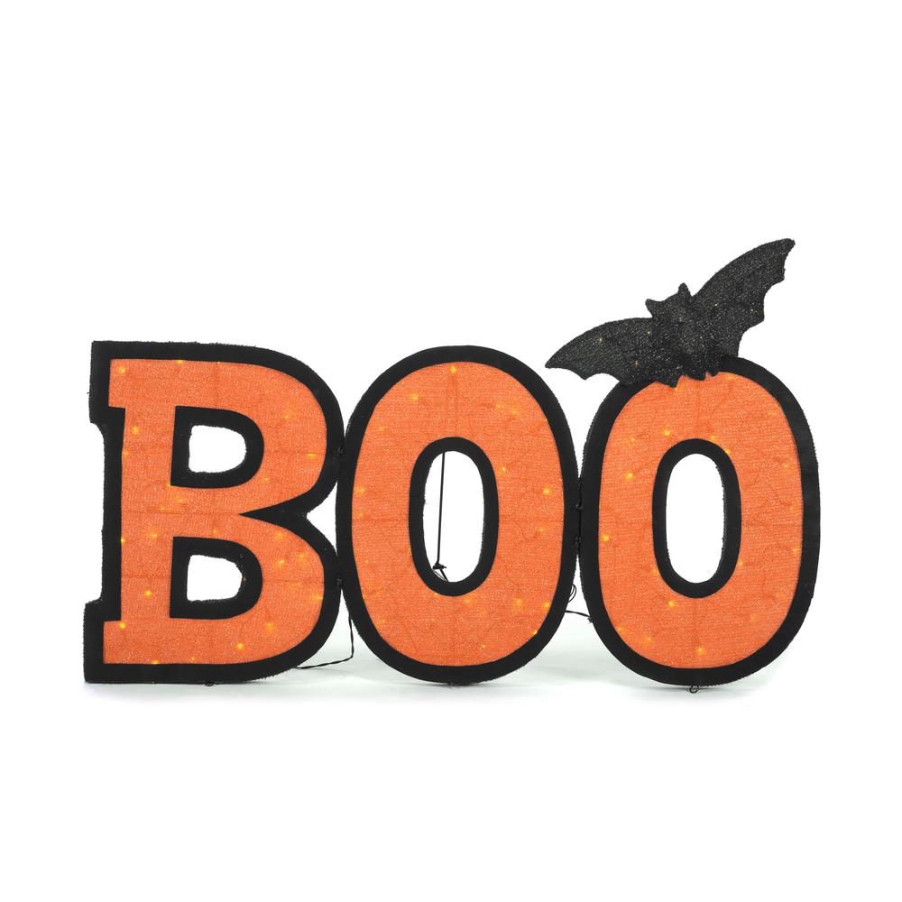 30.5 in. Halloween Lighted BOO Sign with Bat