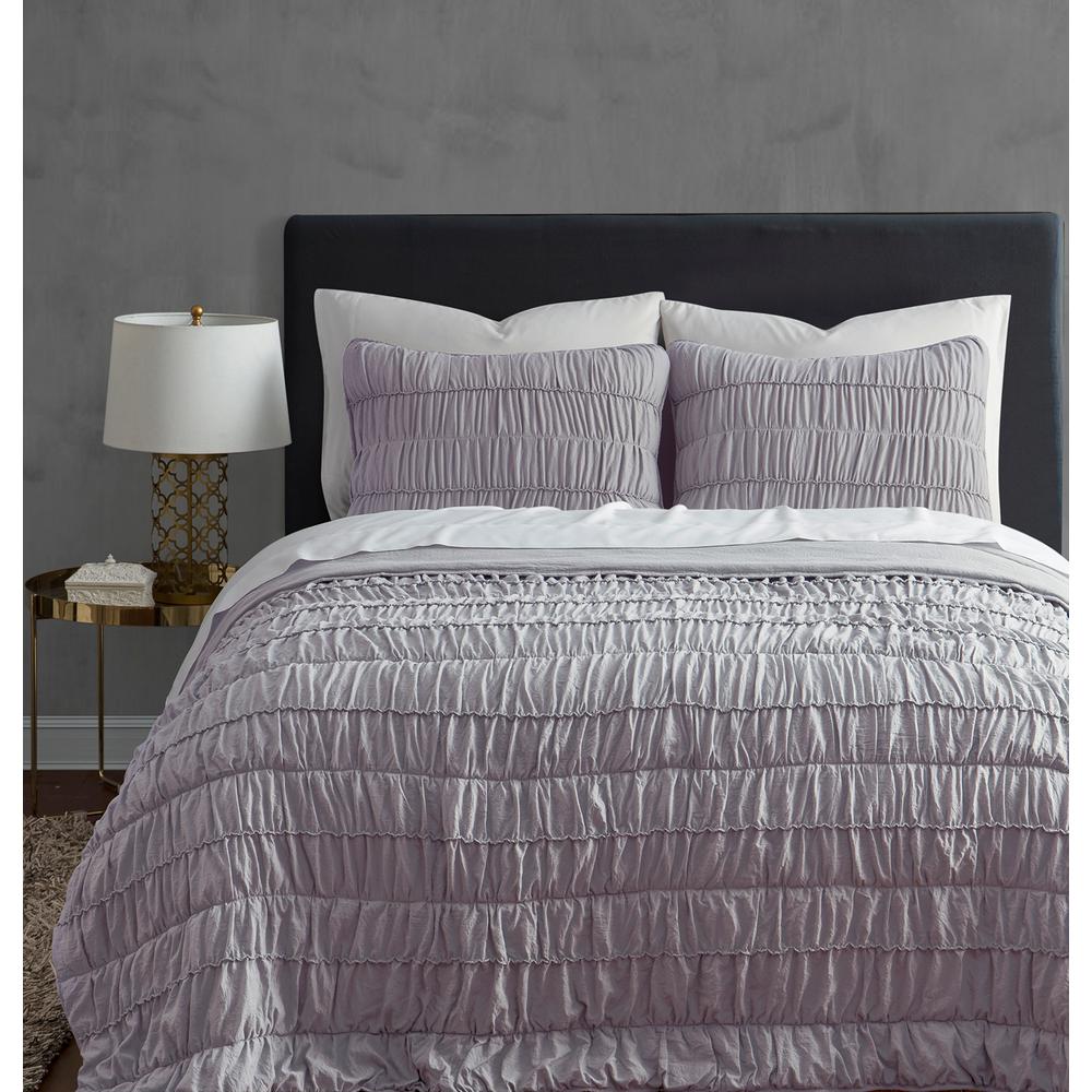 Full//Queen 3pc Oversized Luxury Bedspread Coverlet Set Solid Lavender